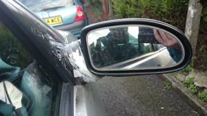 wing mirror taped on